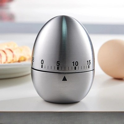 Egg Timer Kitchen 60 Minute Timing Satin Metal Alarm Cooking Kids Gift Learning