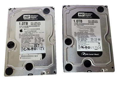 Lot of 2 WD HDD Hard Drive SATA Desktop 3.5'' Caviar Black WD1001FALS