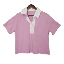 Everlane Organic Cotton Polo Womens Size S Mauve Oversized Preppy NWT