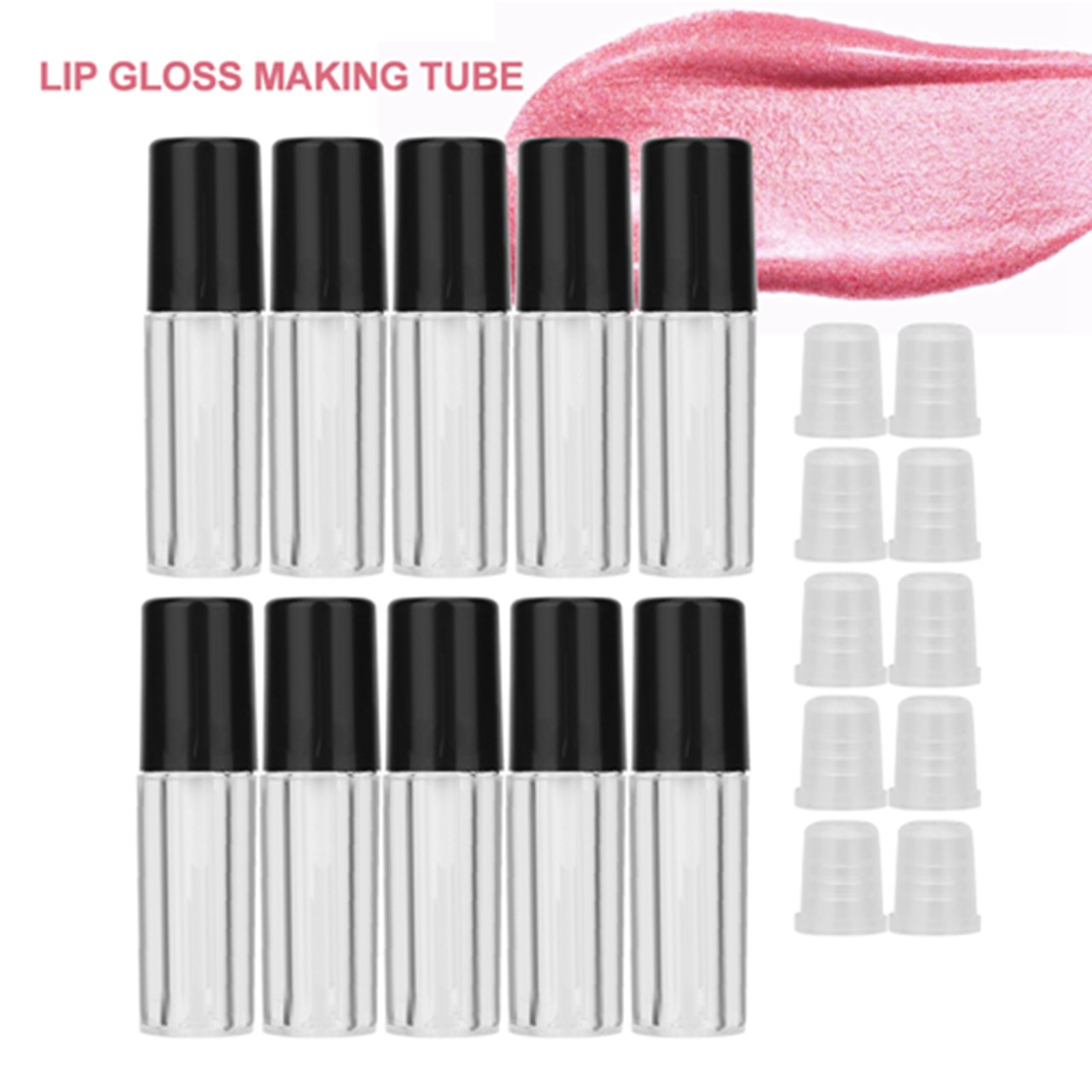 10pcs 1.5ml Pretty Mini Empty Clear Lip Gloss Tube Lip Balm Bottle Container