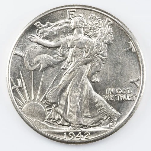 1942 Walking Liberty Half Dollar AU/UNC Silver WLH Fifty Cent Piece 50c
