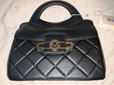 Valentino Orlandi Vegan Leather Black Handbag Crossbody Quilted V-2002 MSRP $179