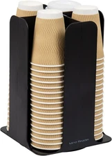 Cup and Lid Carousel, Countertop Organizer, 7.75x7.75x11.5", Black
