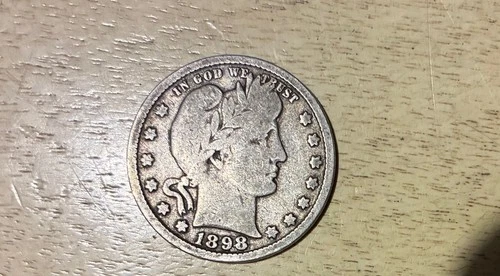 1898 P Barber Silver Quarter 25c Set Break Actual Coin