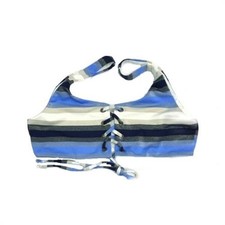 NWT Pilyq Cancun S Striped Lace Up Halter Glitter Bikini Swim Top 98727