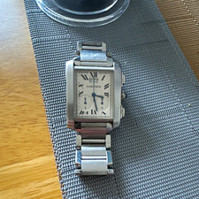 Cartier Tank W51001Q3 Quartz White Roman Dial Stainless Steel Bracelet