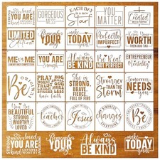 25Pcs Inspirational Word Stencils for Crafts Reusable Quotes Motivational