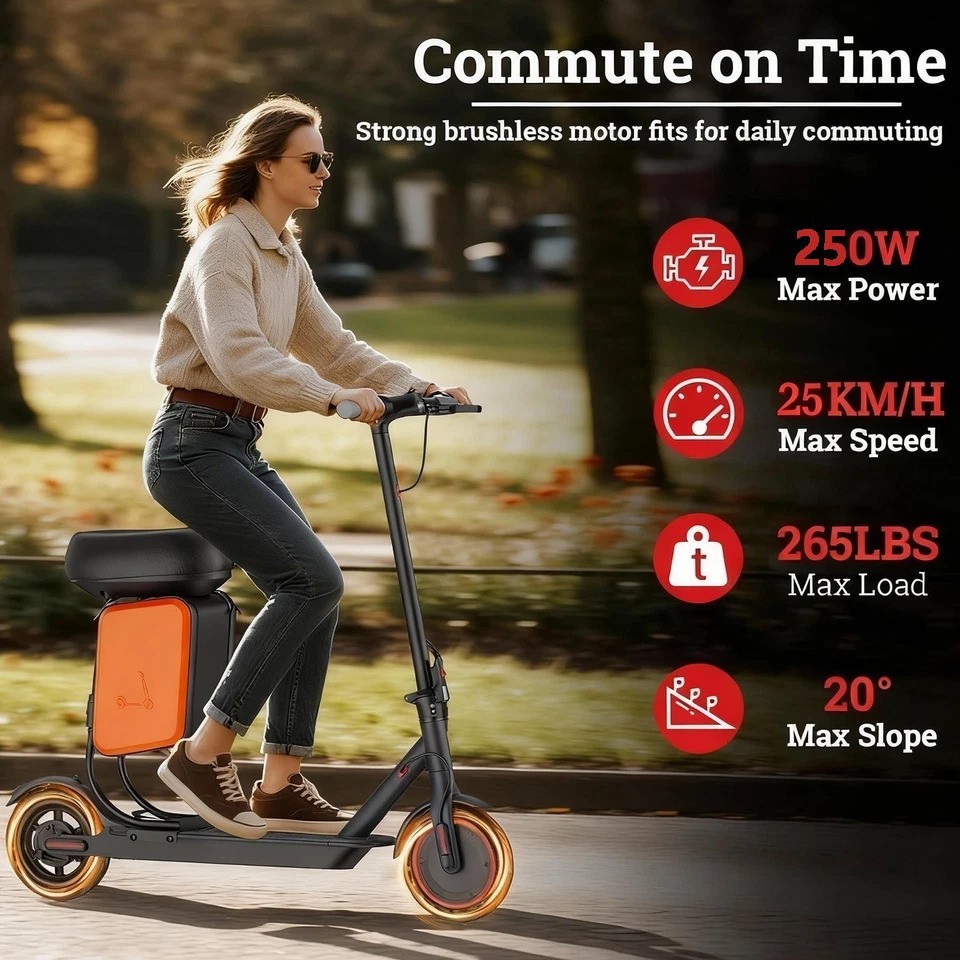 Monopattino elettrico LADPED con sedile per adulti, 8,5" e 15,5 MPH, monopattino foto 4