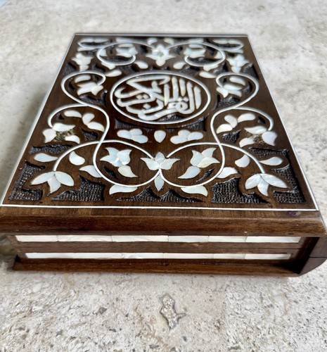 Vintage Intarsien Holz Islamische Koran Box 12" x 9" x 2,6" - Bild 4 von 10
