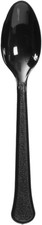 Jet Black Plastic Heavy Weight Spoons 50 Count - Premium Disposable Plastic