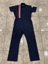 VTG Mens M RED KAP Twill Canvas mechanic Blue Work Coveralls Unlined USA MADE