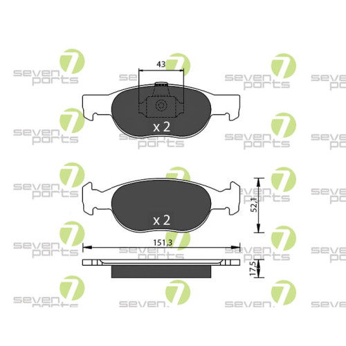Plaquettes de frein 7 Seven Parts SVP17520 pour sécuriser les trajets en ville en Fiat 500