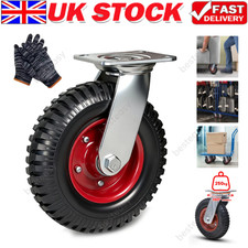 8" Heavy Duty Castor 360° Swivel Wheel Industrial Trolley/Cart Caster w / Gloves