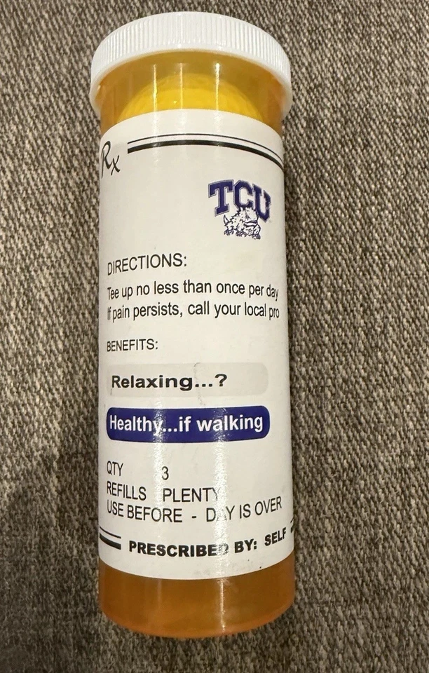 Pelotas de golf TCU Texas Christian University con logotipo (3) en divertido frasco recetado Foto 2 de 4