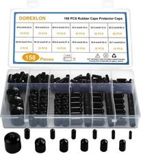 158 PCS Round Rubber End Caps, Vinyl Tube Bolt Cap, Screw Black 