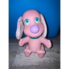 Vintage 1980s Pound Puppies Pink Plastic swivel head with Plush Ears Retro Toy