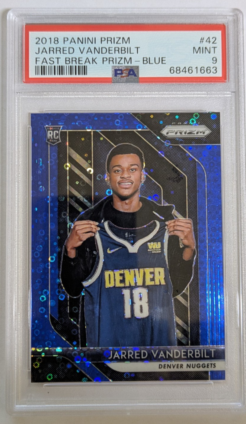 Jarred Vanderbilt  2018 Panini Prizm #42 Fast Break Blue Prizm /175  RC PSA 9