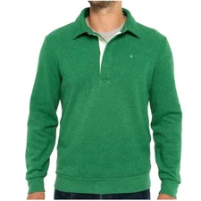 NEW Criquet Kelly Green Terry Fleece Sweatshirt Collared Preppy Mens Large Fall