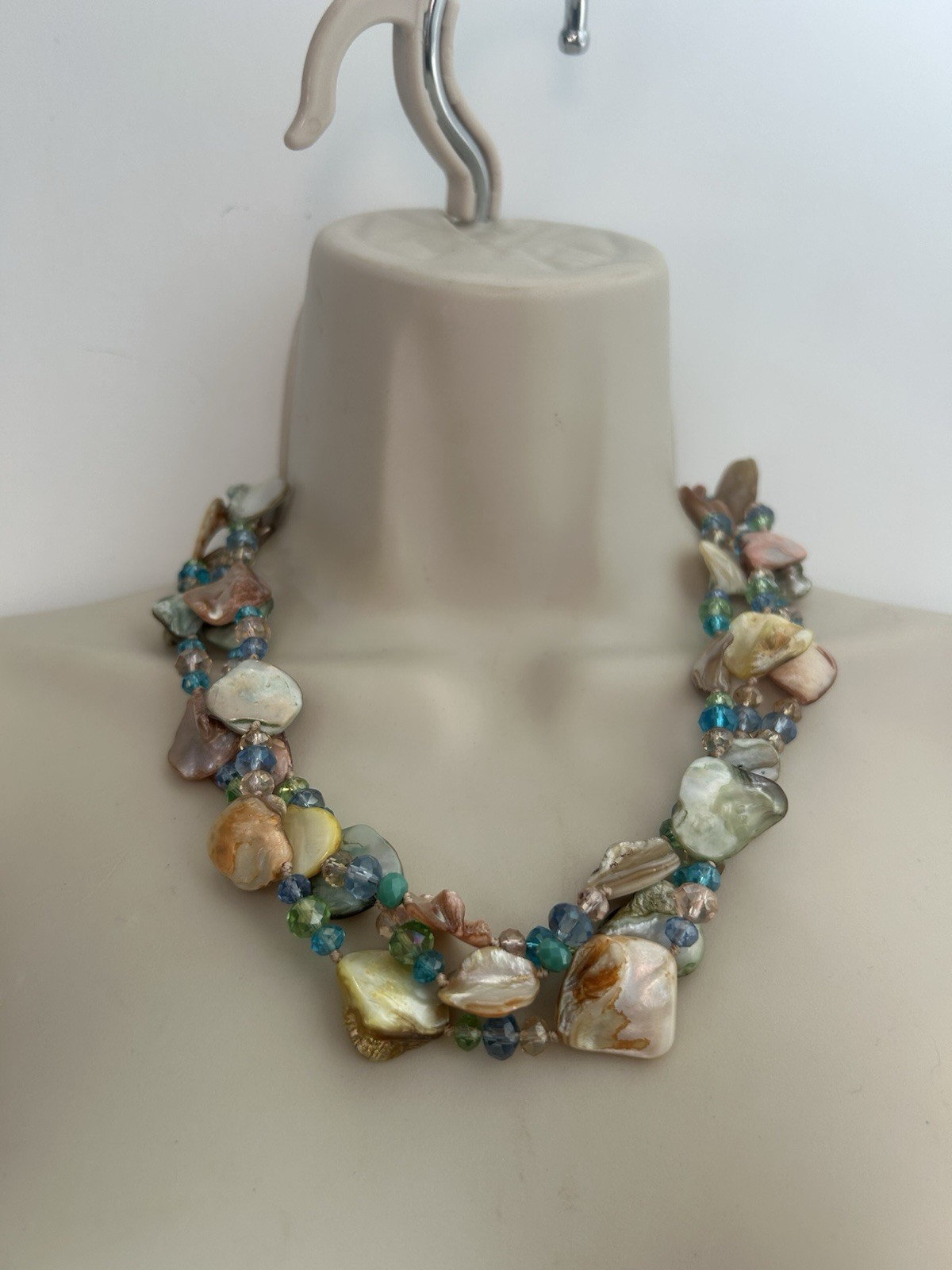 Collar Length Multi Strand Multicoloured Nugget S… - image 9