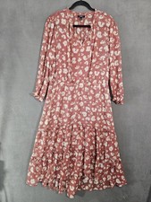 Simply Vera Wang Womens XL Sheer Teir Maxi Dress Rust Red Cheetah Print Vneck