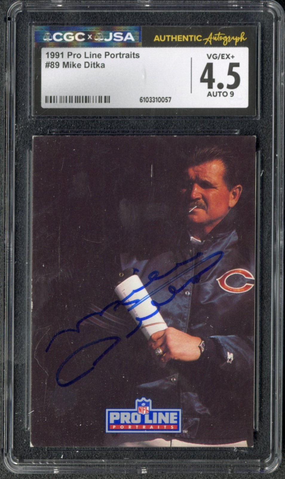 Mike Ditka Autographed Signed Chicago Bears 1991 Pro Line Portraits #89 CGC JSA 4.5 AUTO 9 HOF 