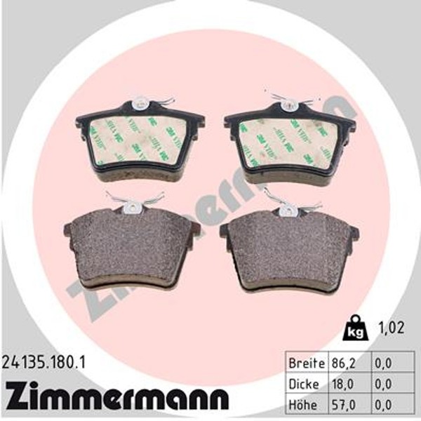 Bremsbelagsatz Scheibenbremse Zimmermann 24135.180.1 24135 FüR CitroËN SW C5 407-image