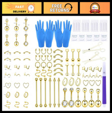 Stainless Steel Piercing Kit - Belly Button, Ear, Nose, Septum Jewelry 20G-12G T