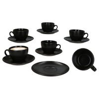 6Er Set Panther Kaffeetassen Mit Untertassen FüR 6 Personen Schwarz Steingut Tee