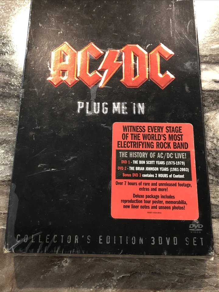 AC/DC Plug Me In Collector’s Edition 3 DVD Box Set Book 3 Discs New Sealed 7hrs! - Image 4 of 4
