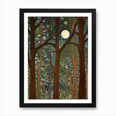 William Morris Moonlight In The Woo Gerahmtes Wandbild Poster Leinwanddruck Bild
