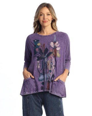 Jess & Jane Women's Coloring Mineral Washed Patch Pocket Cotton Tunic