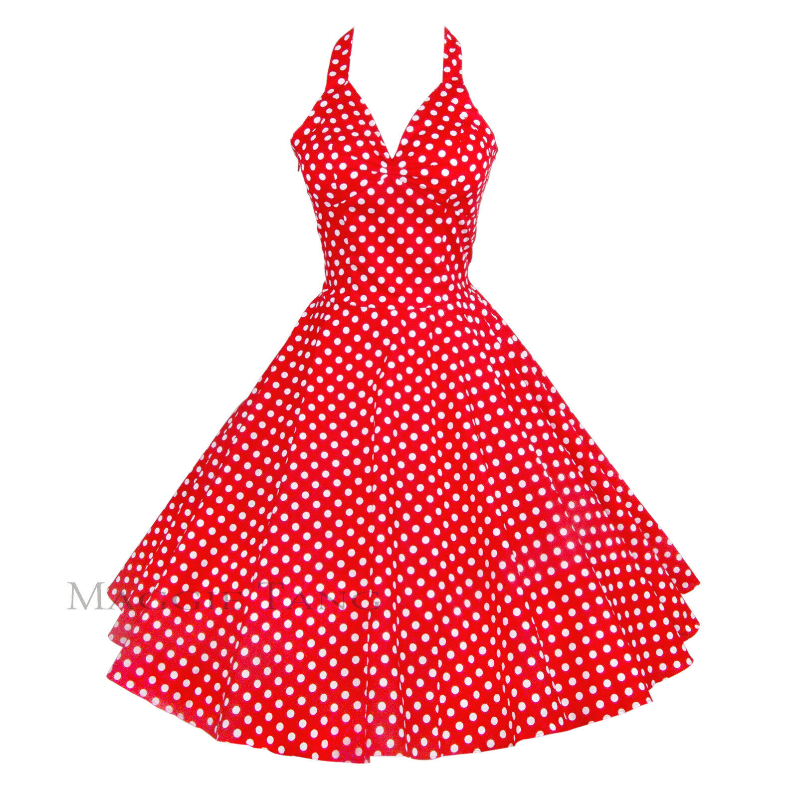 Maggie Tang 50s VTG Hepburn Rockabilly Cherry Pinup Party Swing Dress R-537