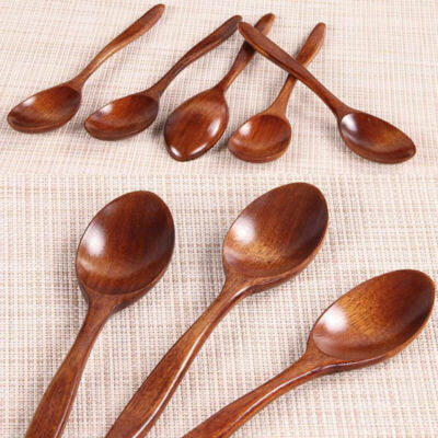 5 pcs Bamboo Wooden Spoon Kitchen Cooking Utensil Soup Catering Hot B1R5 Ho2024