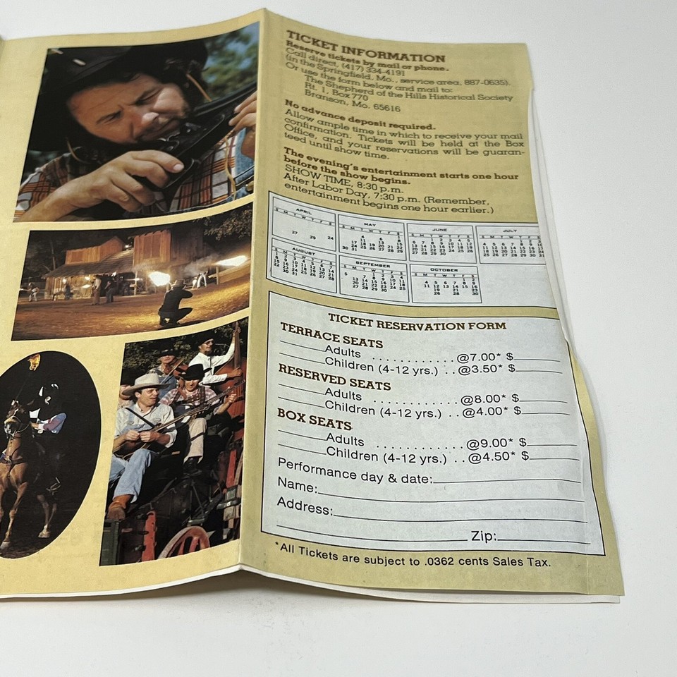 1982 Ozarks Entertainment Guide Shepherd of The Hills Branson MO