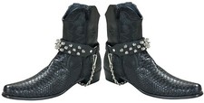 Clustered Spike Leather Bootstrap Chain Bikers Costume Punk Goth Western USA