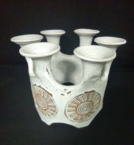 Vintage HAL LASKY “Los Artesanos” Puerto Rican Art Pottery 6 arm Candelabra - Picture 4 of 14