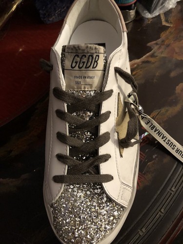 Punta Golden Goose Superstar Classic Platinum Glitter nuova con scatola con sperone taglia 39 - Foto 7 di 10