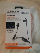 AudioLuxXT QIBE-6/1681 Qi Enabled Bluetooth Earphones -Voice Assist Black  New