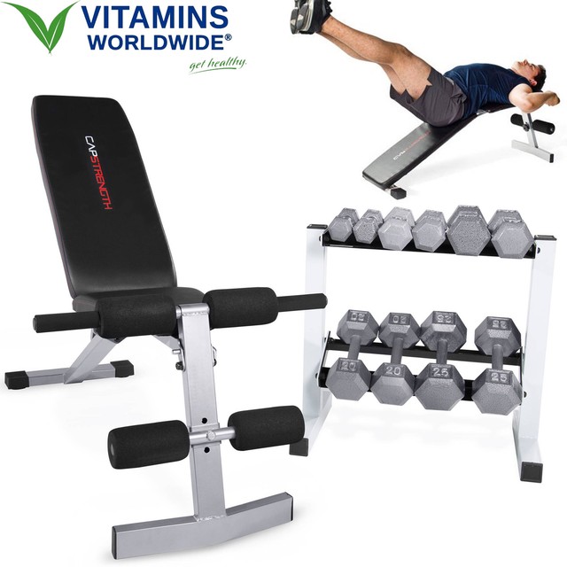 Tnp Accessories Adjustable Folding Weight Bench 30kg Dumbbell Set
