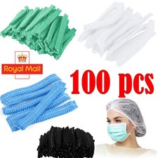 100 x Disposable Caps Hair Mob Net Food Catering Non Woven Kitchen Hat Workwear