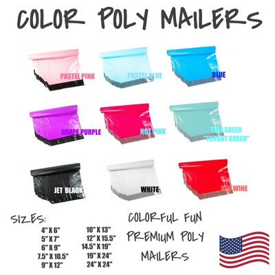 Color POLY MAILERS Shipping Envelopes Self Sealing Plastic Mailing Bags Couture