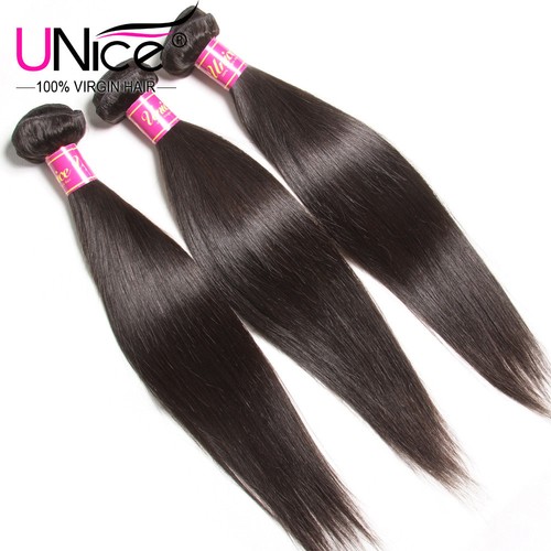UNice Hair Indian Straight Bundles Human Hair Extensions with Lace Closure Weave - Picture 10 of 12