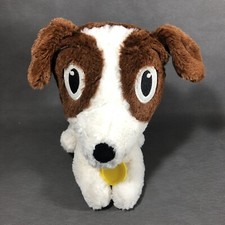 Cute 10" Plush Dog White Brown with Yellow Tag Stuffed Animal Toy Smilemakers