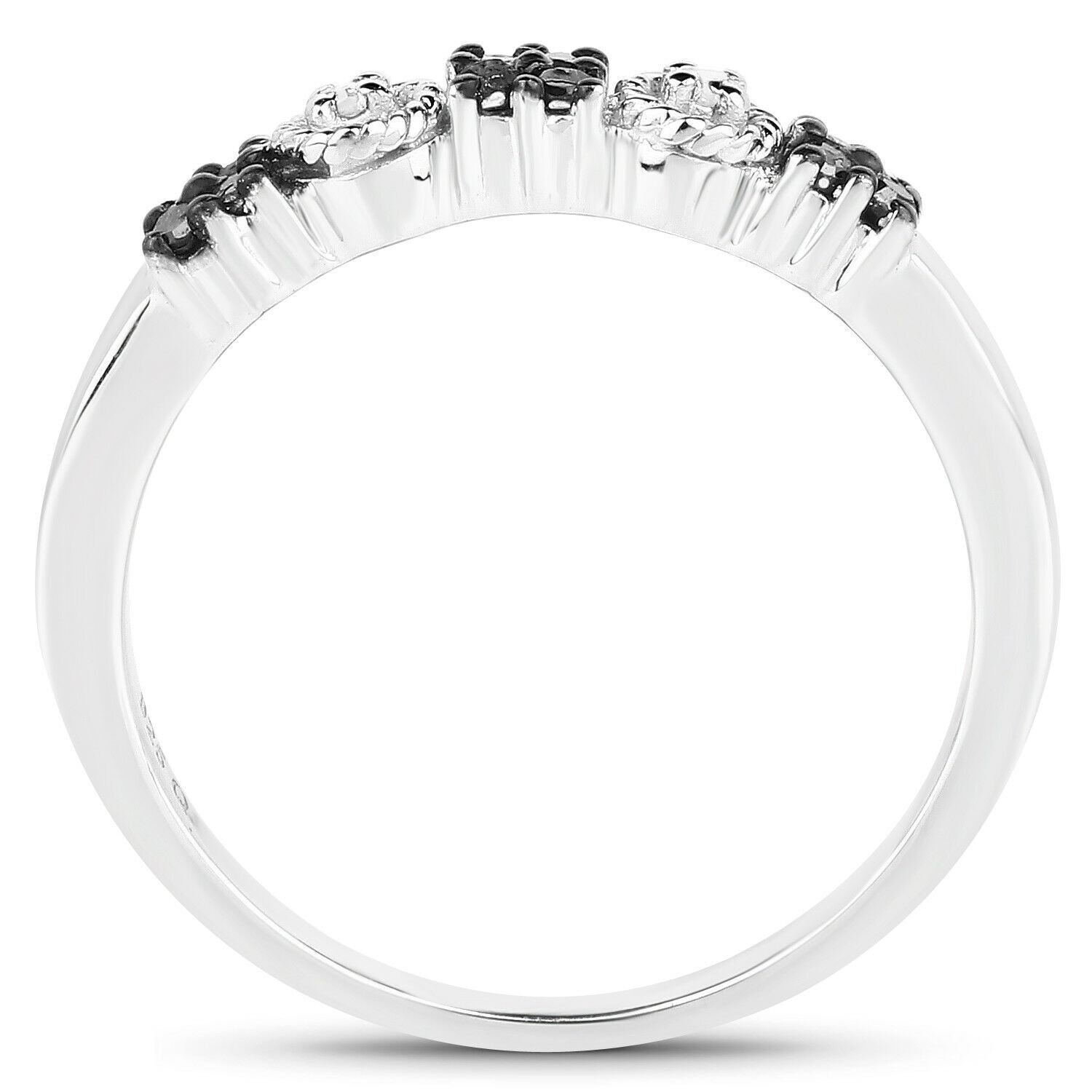 0.15Ct Black & White Lab Created 14k White Gold Over CZ Wedding Solid