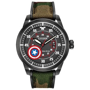 Citizen Eco-Drive Captain America Men's Camouflage Nylon 45mm Watch AW1367-05W - Click1Get2 Coupon&