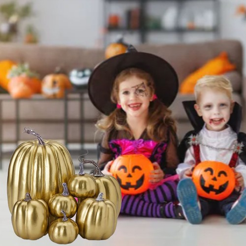 7pcs Christmas Simulated Pumpkin Glossy Paint Creative Reusable Foam Pumpkin - Picture 2 of 12