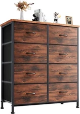 Brown 8 Drawers Dresser for Bedroom Organizer Storage Fabric Chest of Drawers