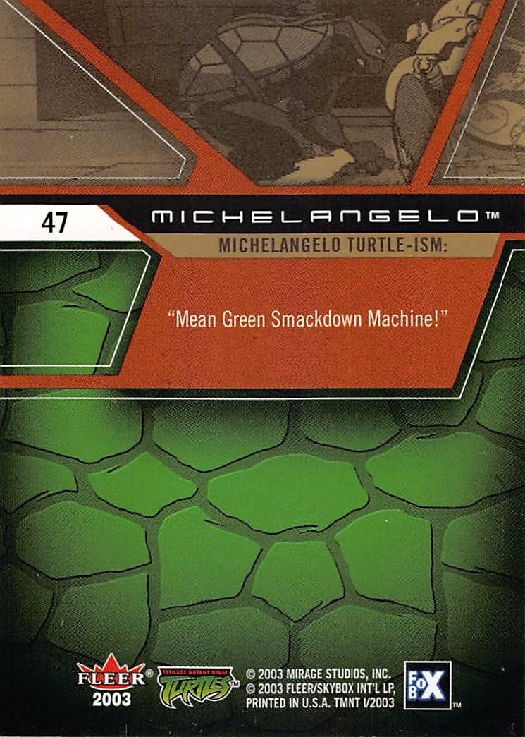 2003 Fleer Teenage Mutant Ninja Turtles Card #47 MICHELANGELO | eBay