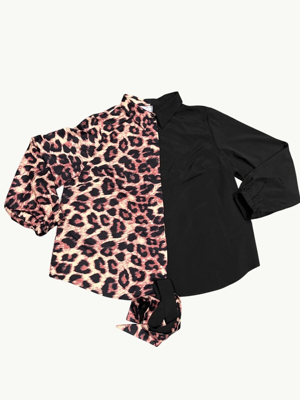 CCC Half Leopard Half Black Block Mini Shirt Dres… - image 5