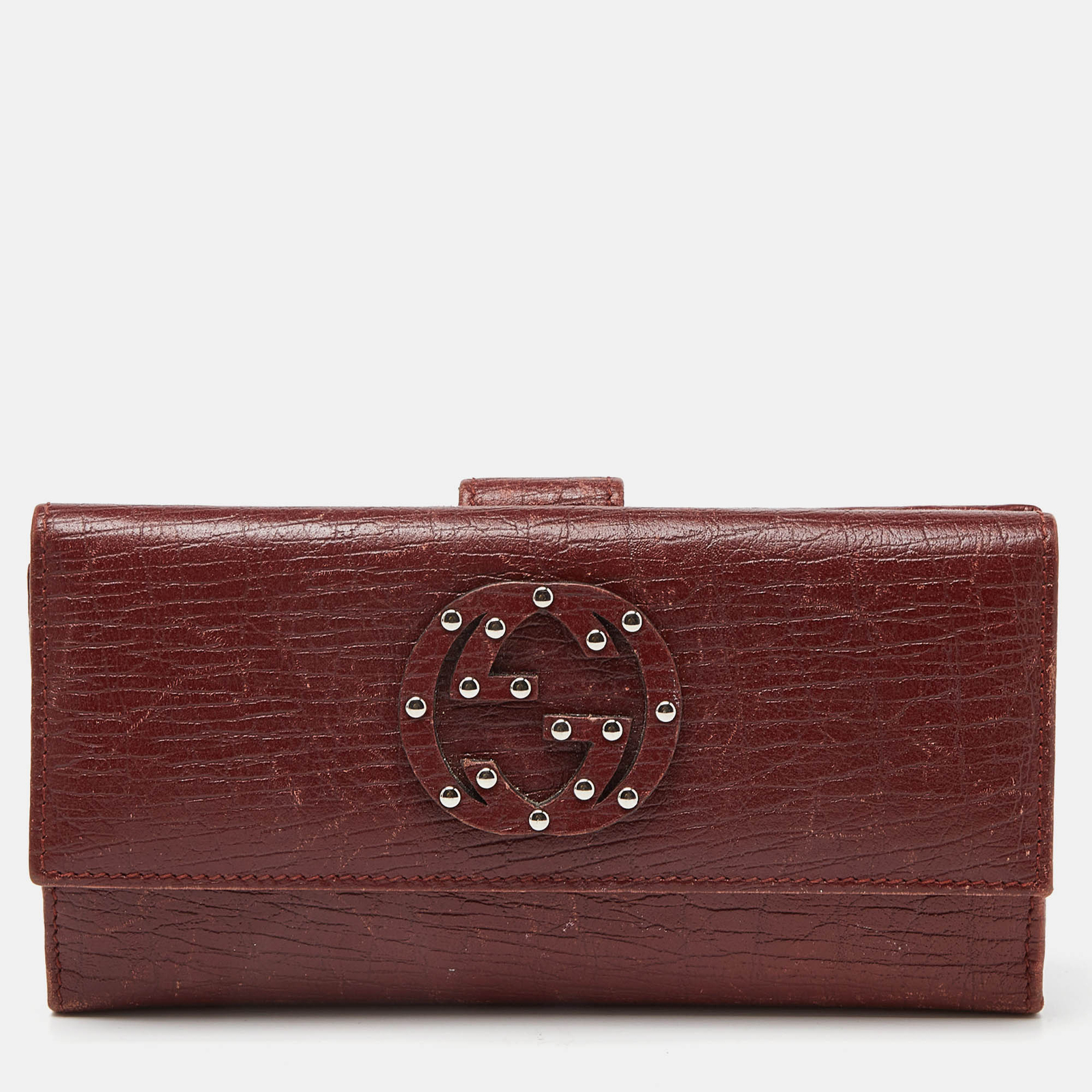 Gucci Soho Studded Leather Continental Wallet with Brick Design